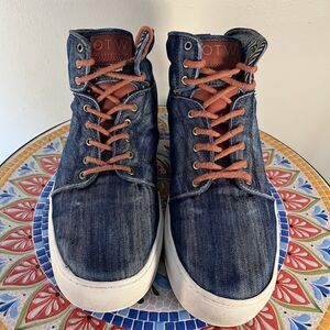 Vans OTW Alomar Mens Sz 13 Denim Navy Leather Heel High Top Sneakers Shoes
